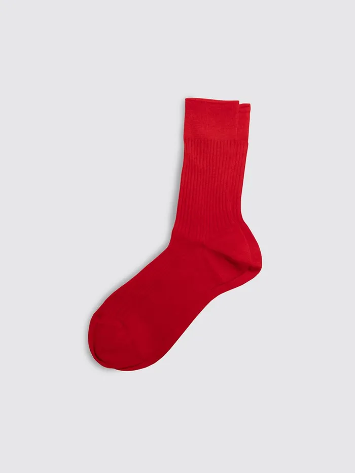 Alex Mill Women Maria La Rosa Bio Cotton Ribbed Socks Red
