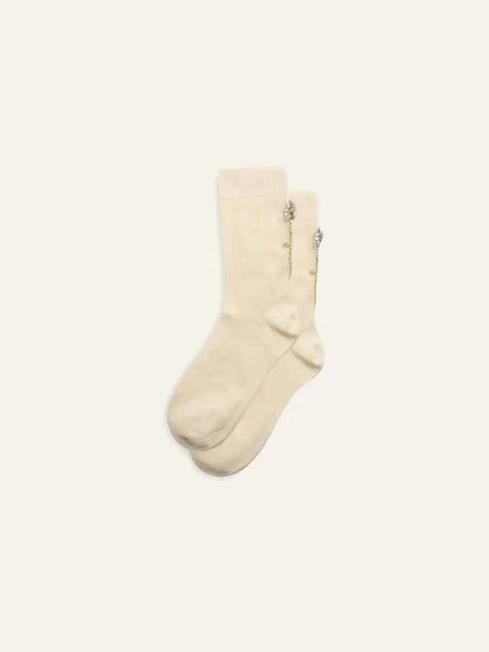 Alex Mill Women Maria La Rosa Embellished Socks Ivory