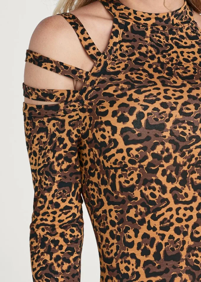 ANIMAL PRINT BODYCON DRESS Brown Multi Women VENUS Short Dresses