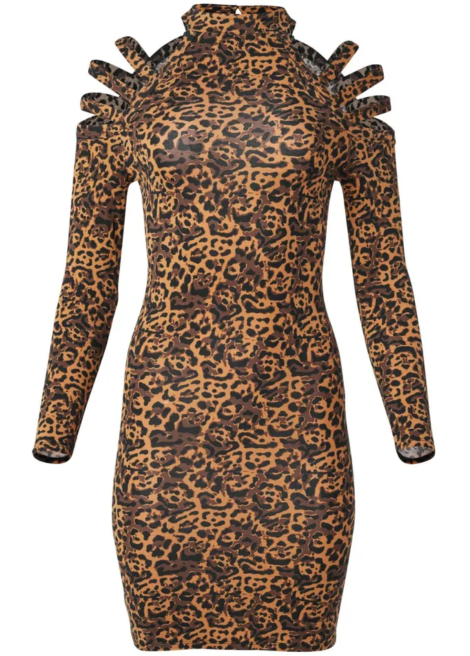 ANIMAL PRINT BODYCON DRESS Brown Multi Women VENUS Short Dresses
