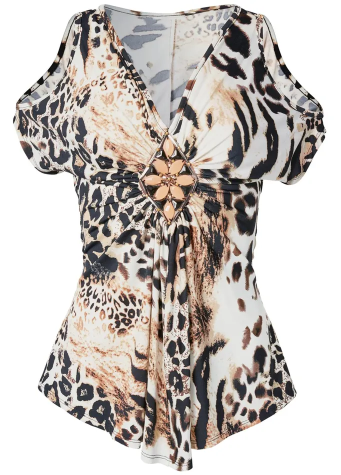 ANIMAL PRINT TOP Brown Multi Women VENUS Night Out Tops