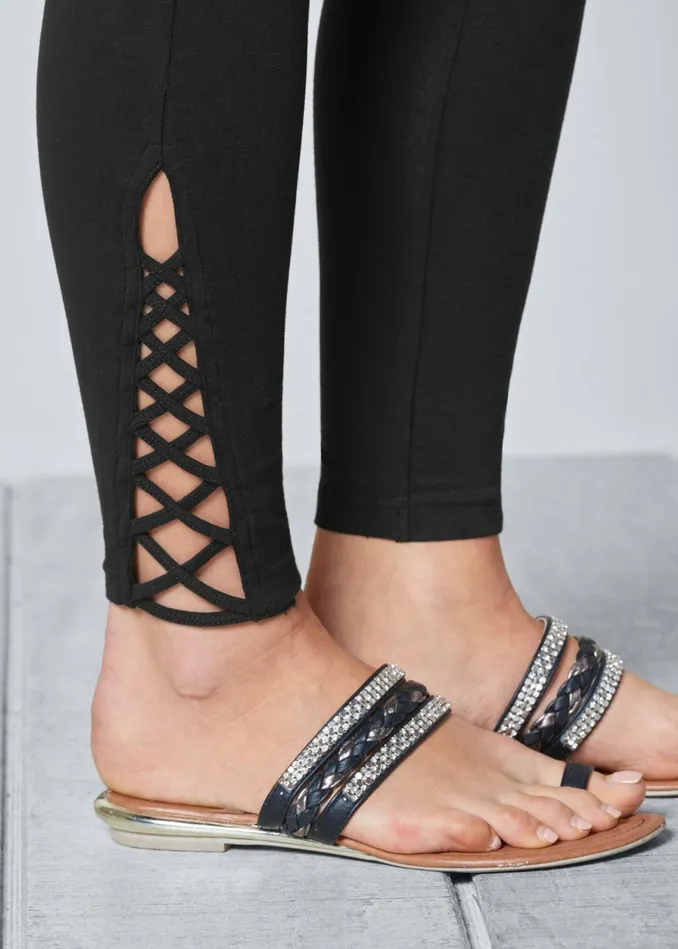 ANKLE DETAIL LEGGINGS Black Women VENUS Bottoms
