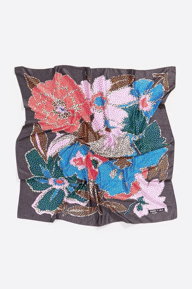 Anthracite XL Floral Dots Print Scarf Anthracite Women Bimba Y Lola Scarves Anthracite XL Floral Dots Print Scarf Anthracite Women Bimba Y Lola Scarves
