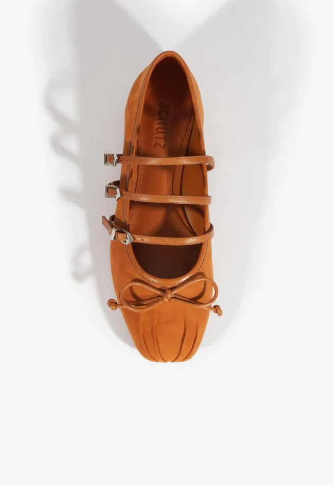 Arissa Strap Ballet Flat Brown Women Schutz Shoes Ballerinas