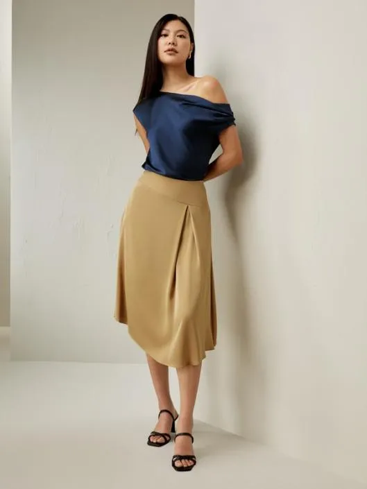 Asymmetrical Silk Skirt In Taffy Women Lilysilk Bottoms