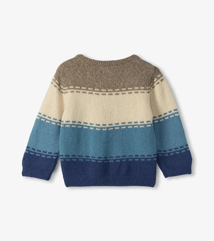 Baby and Toddler Boys Blue Combo Crew Neck Knit Sweater Hatley