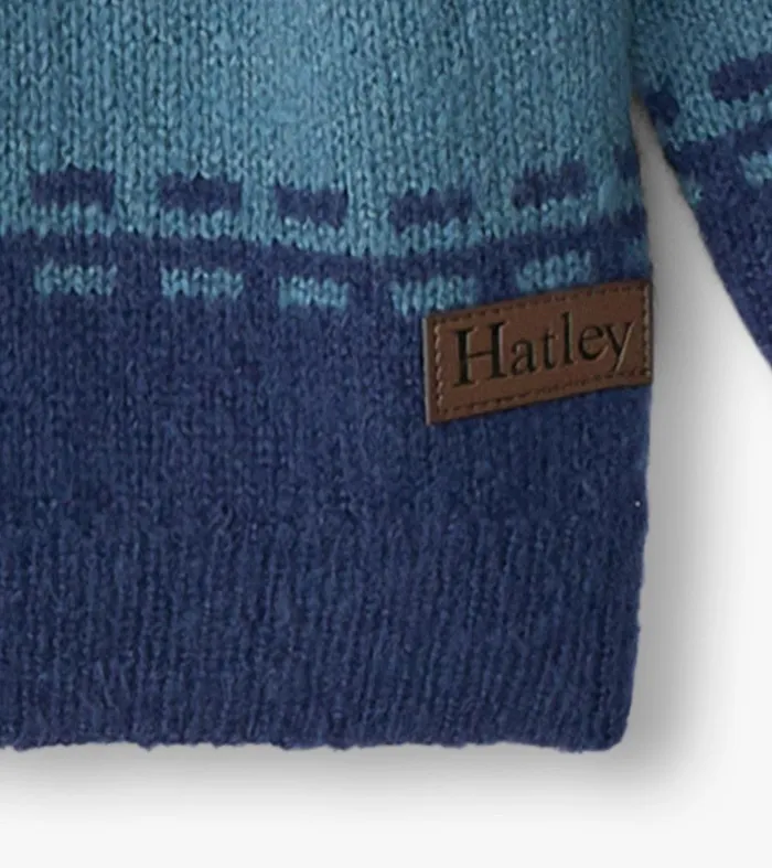 Baby and Toddler Boys Blue Combo Crew Neck Knit Sweater Hatley