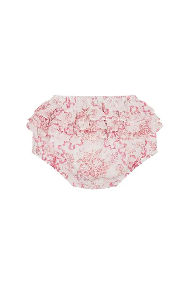 Baby Kids LoveShackFancy Baby Nalina Bow Print Bloomer Bubblegum Blast