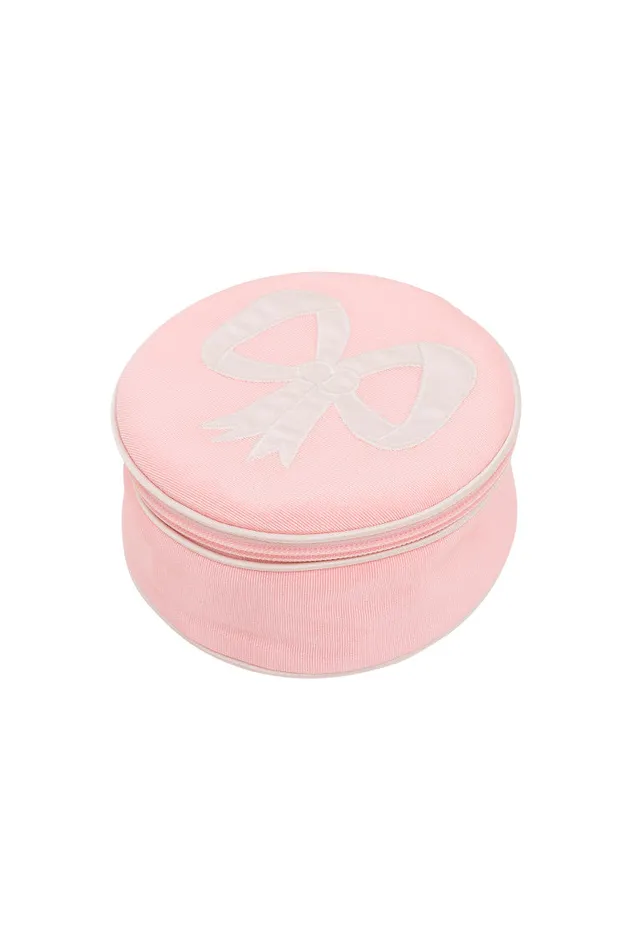 Bags and Travel Women LoveShackFancy Walker Valentine Round Zip Jewelry Case Pink
