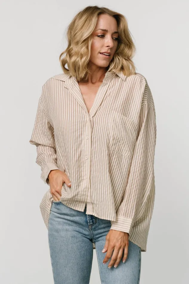 Baltic Born Blouses Shirts Women Sheldon Striped Oversized Top Natural Baltic Born Blouses Shirts Women Sheldon Striped Oversized Top Natural