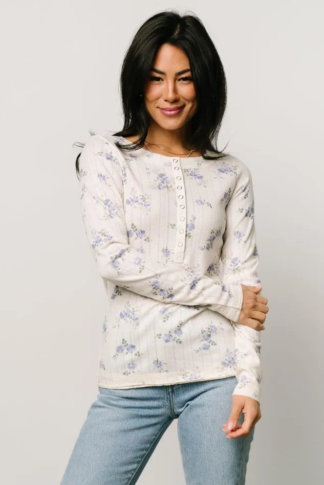 Baltic Born Blouses Shirts Women Suzanne Henley Top Periwinkle Floral