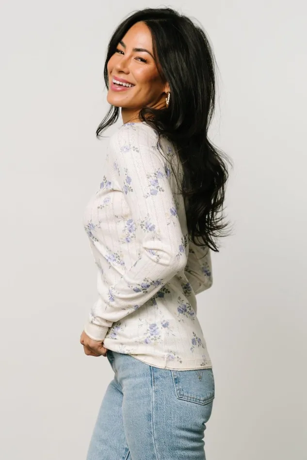 Baltic Born Blouses Shirts Women Suzanne Henley Top Periwinkle Floral Baltic Born Blouses Shirts Women Suzanne Henley Top Periwinkle Floral