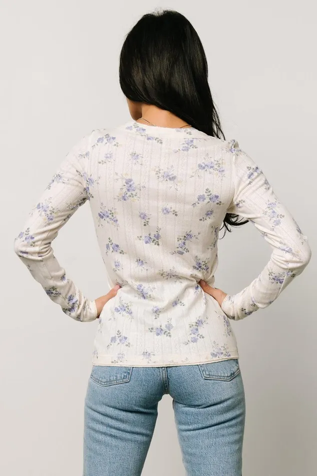 Baltic Born Blouses Shirts Women Suzanne Henley Top Periwinkle Floral Baltic Born Blouses Shirts Women Suzanne Henley Top Periwinkle Floral