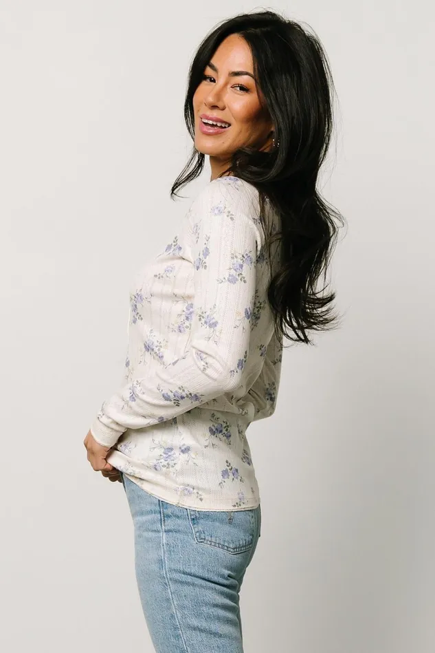 Baltic Born Blouses Shirts Women Suzanne Henley Top Periwinkle Floral Baltic Born Blouses Shirts Women Suzanne Henley Top Periwinkle Floral