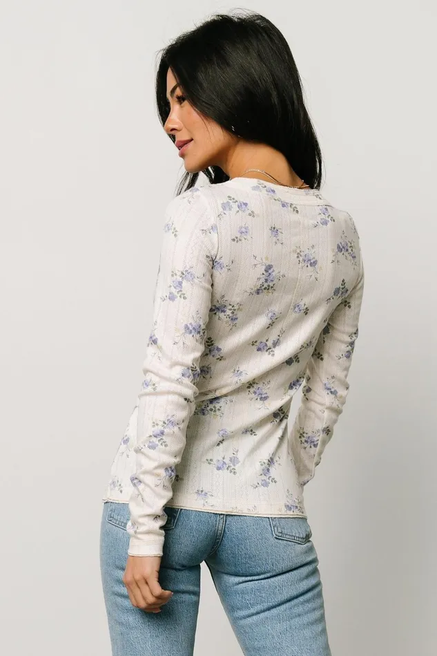 Baltic Born Blouses Shirts Women Suzanne Henley Top Periwinkle Floral Baltic Born Blouses Shirts Women Suzanne Henley Top Periwinkle Floral