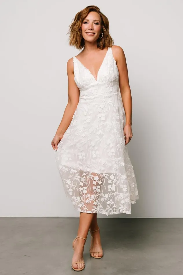 Baltic Born Bridal Women Larissa Midi Dress Off White Baltic Born Bridal Women Larissa Midi Dress Off White