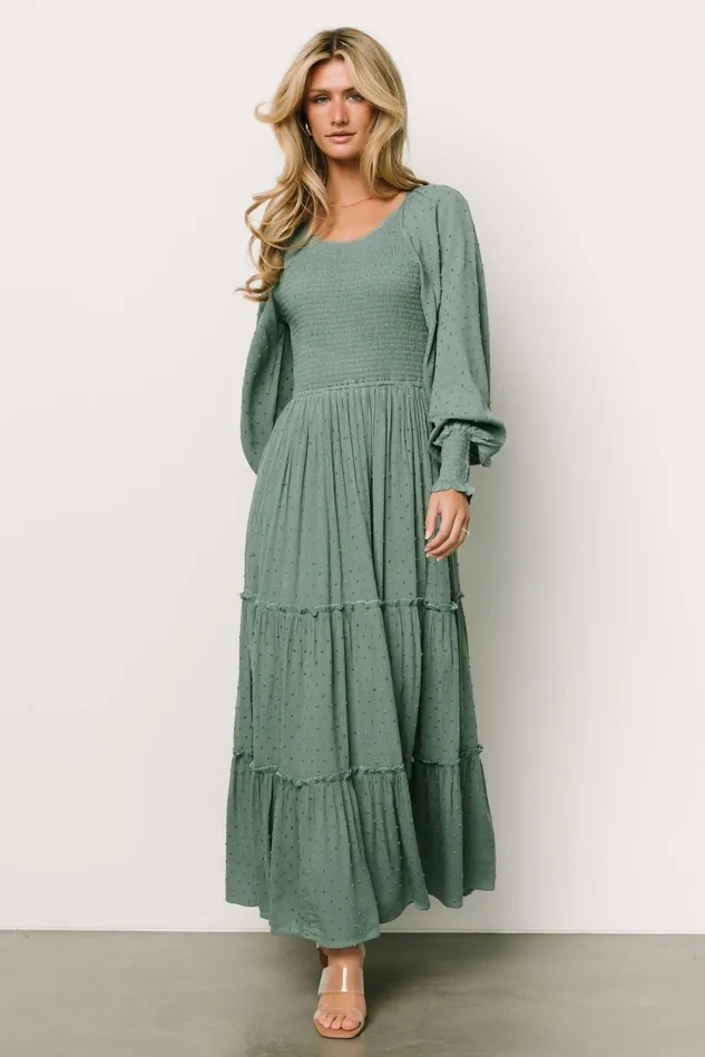 Baltic Born Bump Friendly Women Bayley Smocked Dotted Maxi Dress Dark Eucalyptus Baltic Born Bump Friendly Women Bayley Smocked Dotted Maxi Dress Dark Eucalyptus