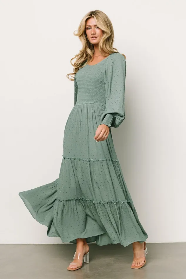 Baltic Born Bump Friendly Women Bayley Smocked Dotted Maxi Dress Dark Eucalyptus Baltic Born Bump Friendly Women Bayley Smocked Dotted Maxi Dress Dark Eucalyptus