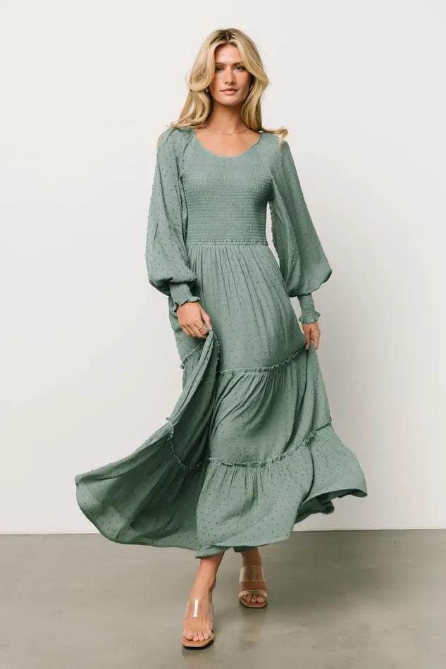 Baltic Born Bump Friendly Women Bayley Smocked Dotted Maxi Dress Dark Eucalyptus Baltic Born Bump Friendly Women Bayley Smocked Dotted Maxi Dress Dark Eucalyptus