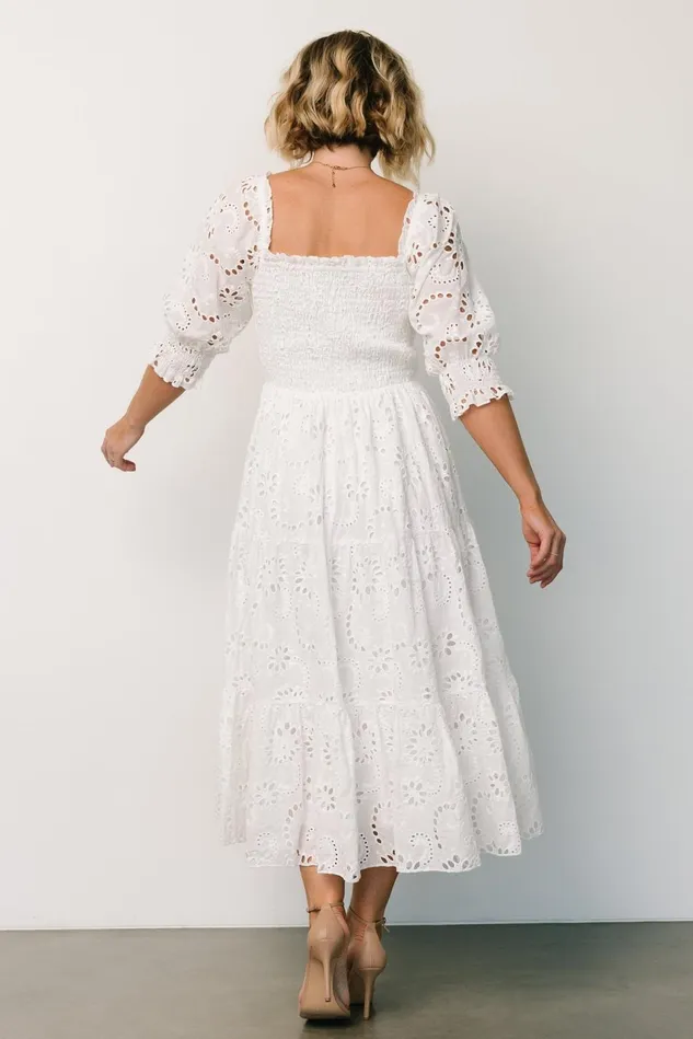 Baltic Born Bump Friendly Women Ella Eyelet Midi Dress White Baltic Born Bump Friendly Women Ella Eyelet Midi Dress White