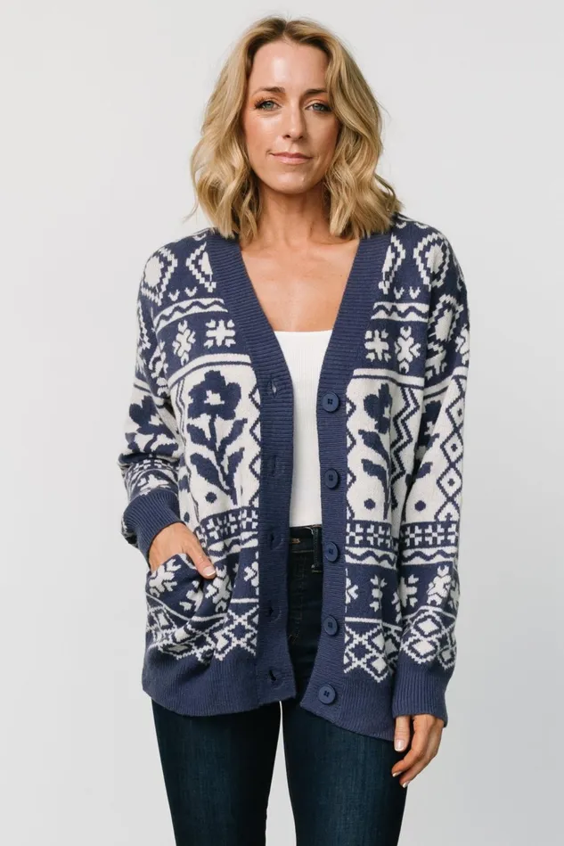 Baltic Born Cardigans Women Jackson Oversized Cardigan Slate Print