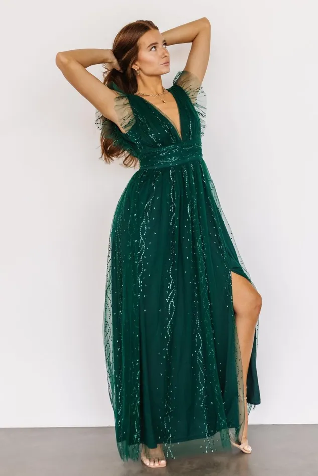 Baltic Born Embellished Sequin Women Annika Sequin Mesh Maxi Dress Green Baltic Born Embellished Sequin Women Annika Sequin Mesh Maxi Dress Green