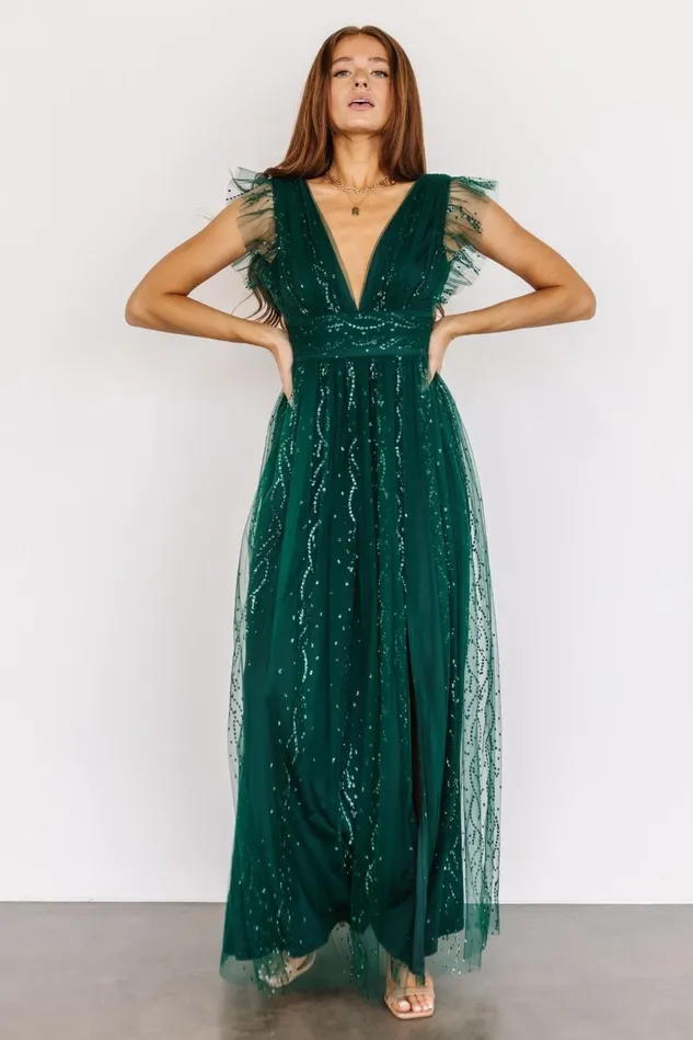 Baltic Born Embellished Sequin Women Annika Sequin Mesh Maxi Dress Green Baltic Born Embellished Sequin Women Annika Sequin Mesh Maxi Dress Green