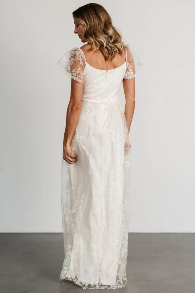 Baltic Born Embellished Sequin Women Corinne Shimmer Maxi Gown Off White Baltic Born Embellished Sequin Women Corinne Shimmer Maxi Gown Off White