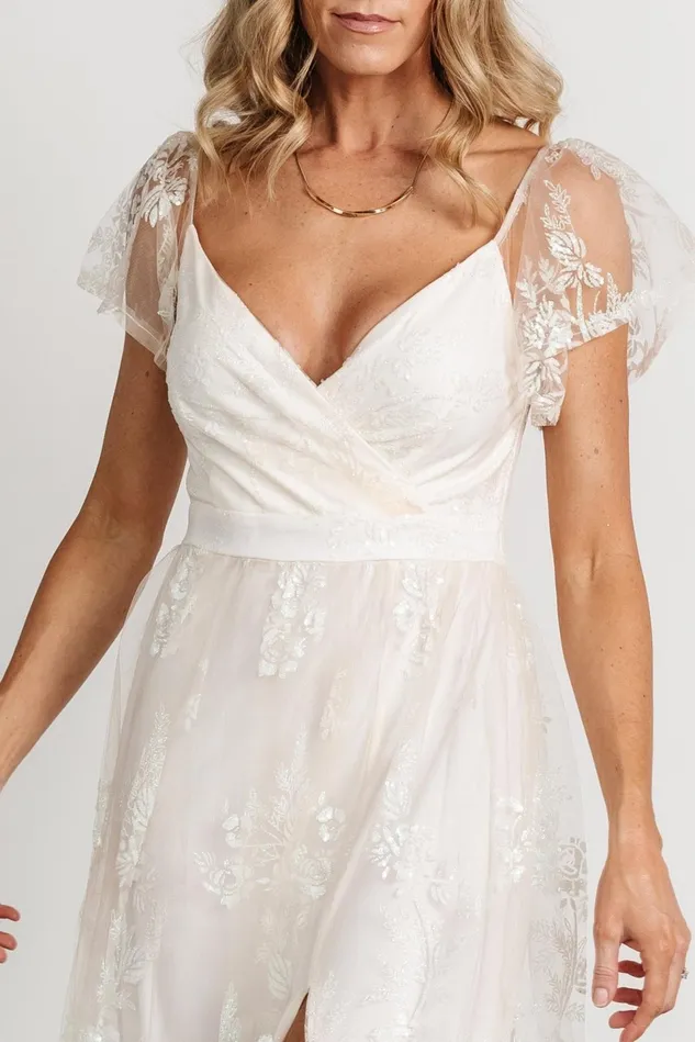 Baltic Born Embellished Sequin Women Corinne Shimmer Maxi Gown Off White Baltic Born Embellished Sequin Women Corinne Shimmer Maxi Gown Off White
