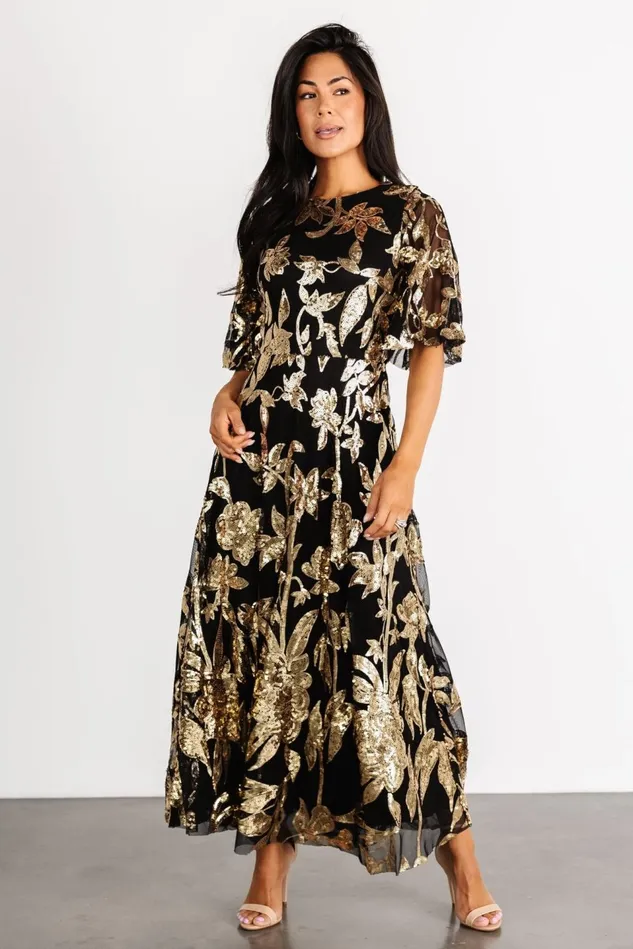 Baltic Born Embellished Sequin Women Lucy Sequin Dress Black Gold