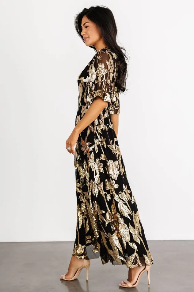 Baltic Born Embellished Sequin Women Lucy Sequin Dress Black Gold Baltic Born Embellished Sequin Women Lucy Sequin Dress Black Gold