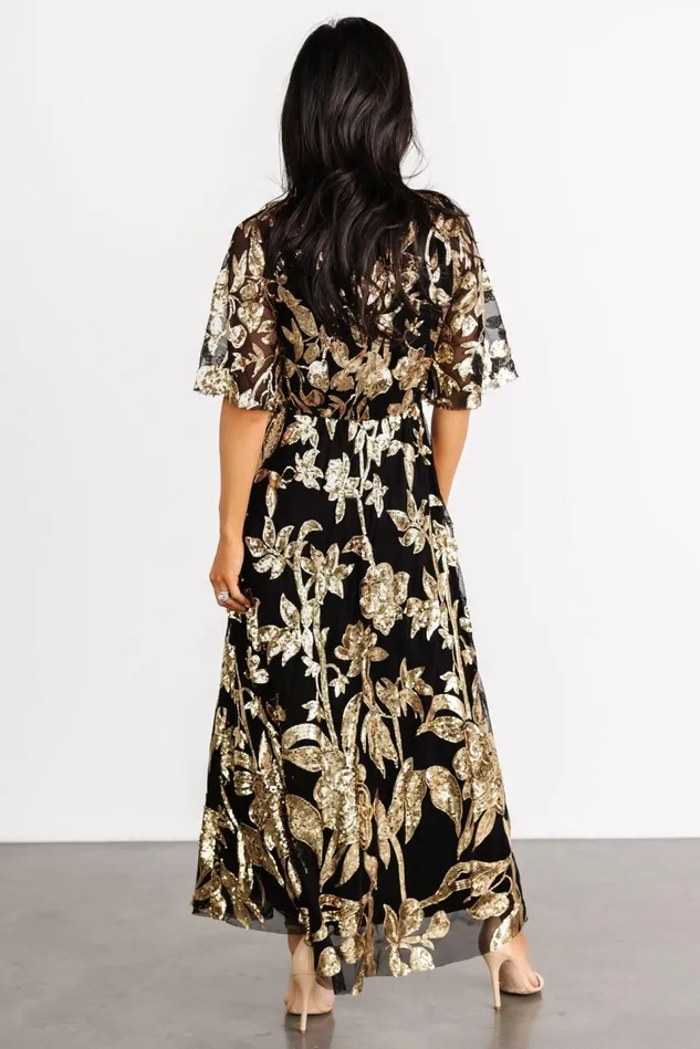 Baltic Born Embellished Sequin Women Lucy Sequin Dress Black Gold Baltic Born Embellished Sequin Women Lucy Sequin Dress Black Gold