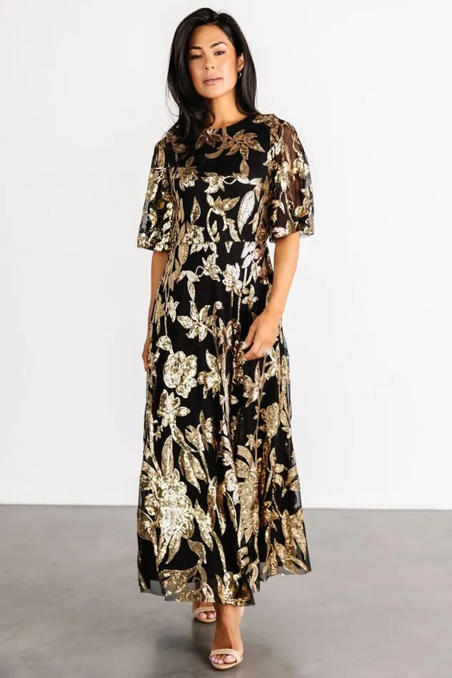 Baltic Born Embellished Sequin Women Lucy Sequin Dress Black Gold Baltic Born Embellished Sequin Women Lucy Sequin Dress Black Gold