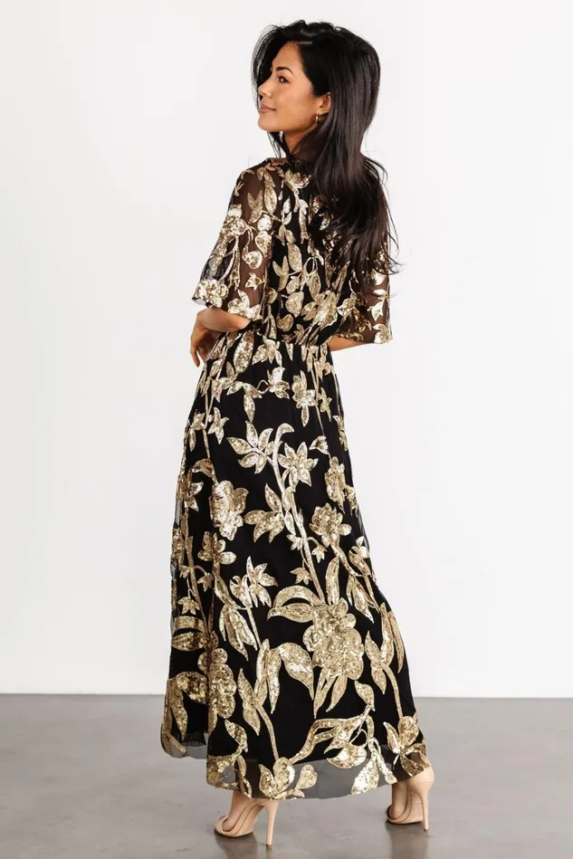 Baltic Born Embellished Sequin Women Lucy Sequin Dress Black Gold Baltic Born Embellished Sequin Women Lucy Sequin Dress Black Gold