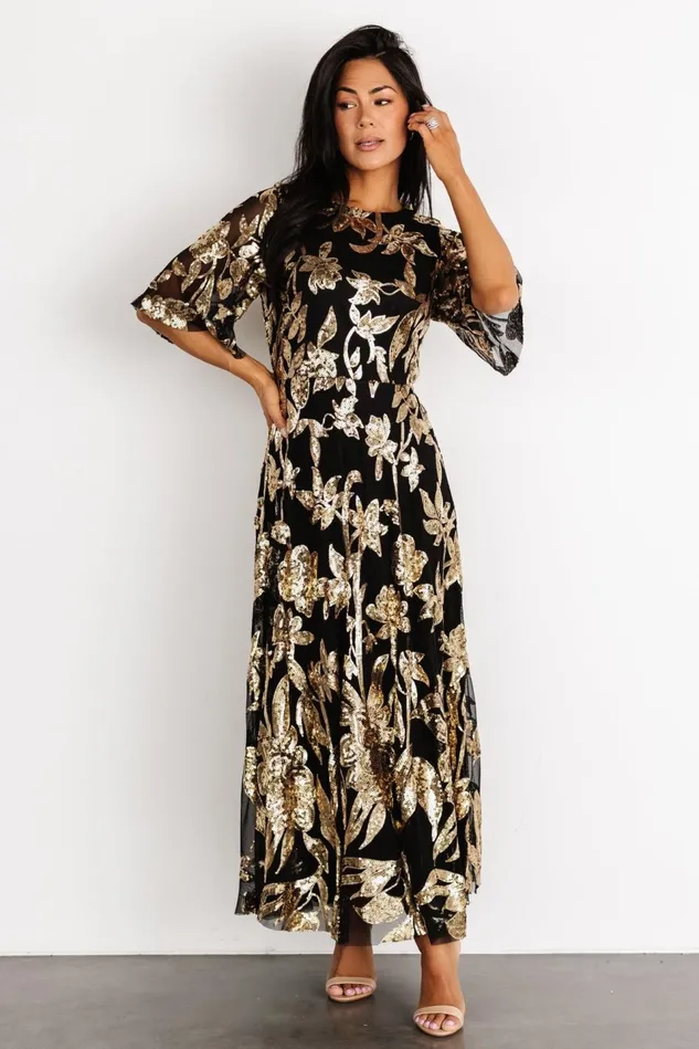 Baltic Born Embellished Sequin Women Lucy Sequin Dress Black Gold Baltic Born Embellished Sequin Women Lucy Sequin Dress Black Gold