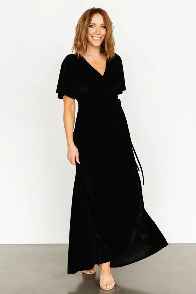 Baltic Born Maxi Dresses Women Katelyn Velvet Maxi Wrap Dress Black