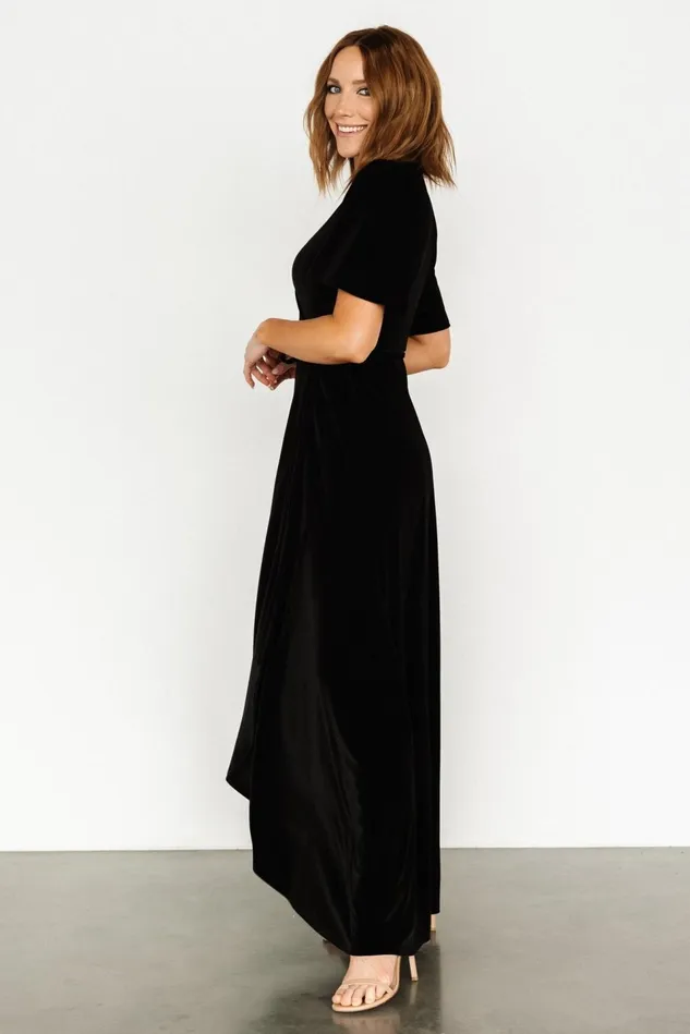Baltic Born Maxi Dresses Women Katelyn Velvet Maxi Wrap Dress Black Baltic Born Maxi Dresses Women Katelyn Velvet Maxi Wrap Dress Black