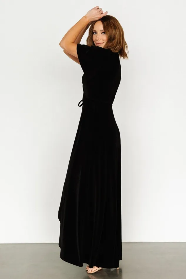 Baltic Born Maxi Dresses Women Katelyn Velvet Maxi Wrap Dress Black Baltic Born Maxi Dresses Women Katelyn Velvet Maxi Wrap Dress Black