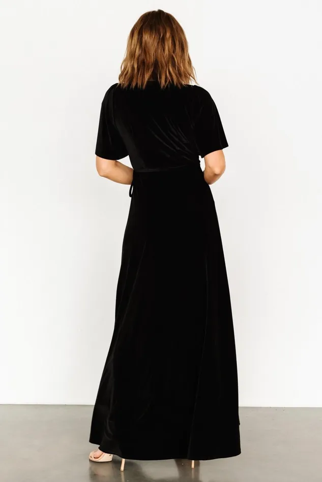Baltic Born Maxi Dresses Women Katelyn Velvet Maxi Wrap Dress Black Baltic Born Maxi Dresses Women Katelyn Velvet Maxi Wrap Dress Black