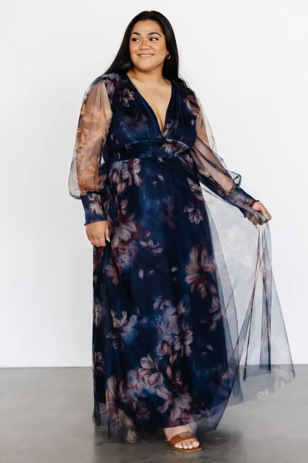Baltic Born Maxi Dresses Women Layla Tulle Maxi Dress Dark Blue Floral