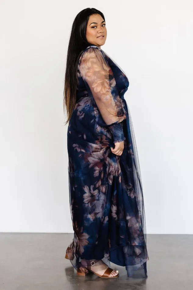 Baltic Born Maxi Dresses Women Layla Tulle Maxi Dress Dark Blue Floral
