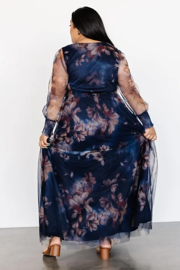 Baltic Born Maxi Dresses Women Layla Tulle Maxi Dress Dark Blue Floral