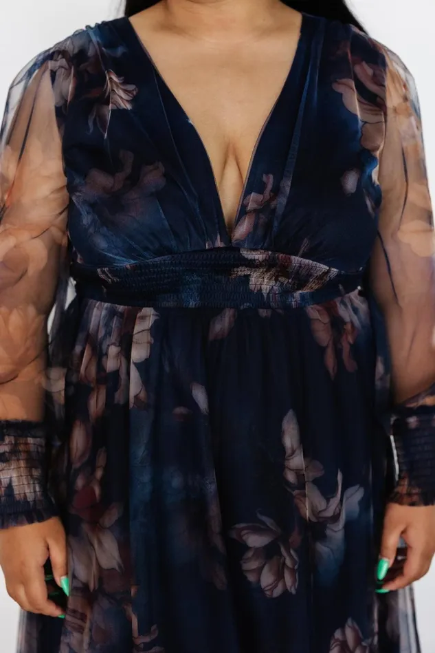 Baltic Born Maxi Dresses Women Layla Tulle Maxi Dress Dark Blue Floral