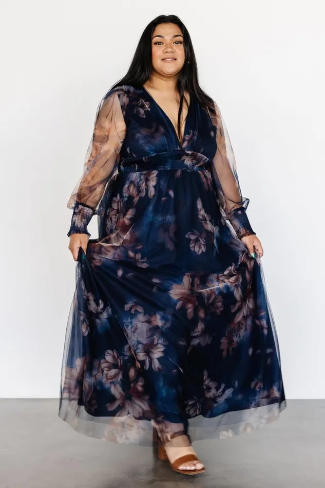 Baltic Born Maxi Dresses Women Layla Tulle Maxi Dress Dark Blue Floral