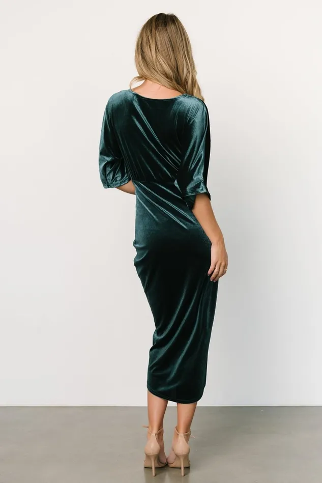 Baltic Born Midi Dresses Women Brendyn Ruched Velvet Dress Jade Baltic Born Midi Dresses Women Brendyn Ruched Velvet Dress Jade