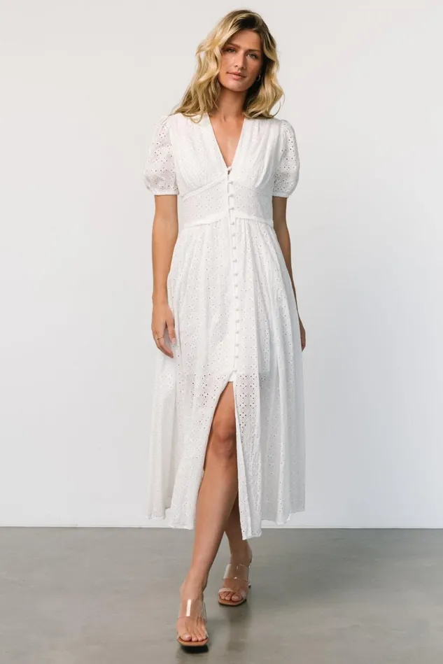 Baltic Born Midi Dresses Women Esther Eyelet Midi Dress Off White