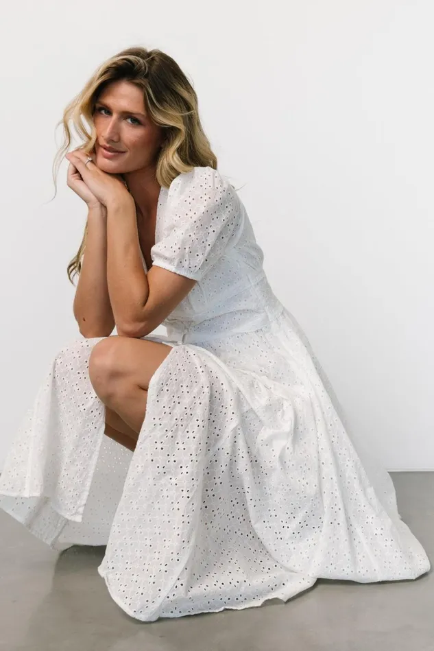 Baltic Born Midi Dresses Women Esther Eyelet Midi Dress Off White Baltic Born Midi Dresses Women Esther Eyelet Midi Dress Off White