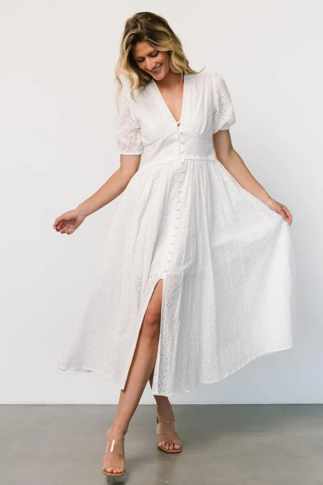 Baltic Born Midi Dresses Women Esther Eyelet Midi Dress Off White Baltic Born Midi Dresses Women Esther Eyelet Midi Dress Off White