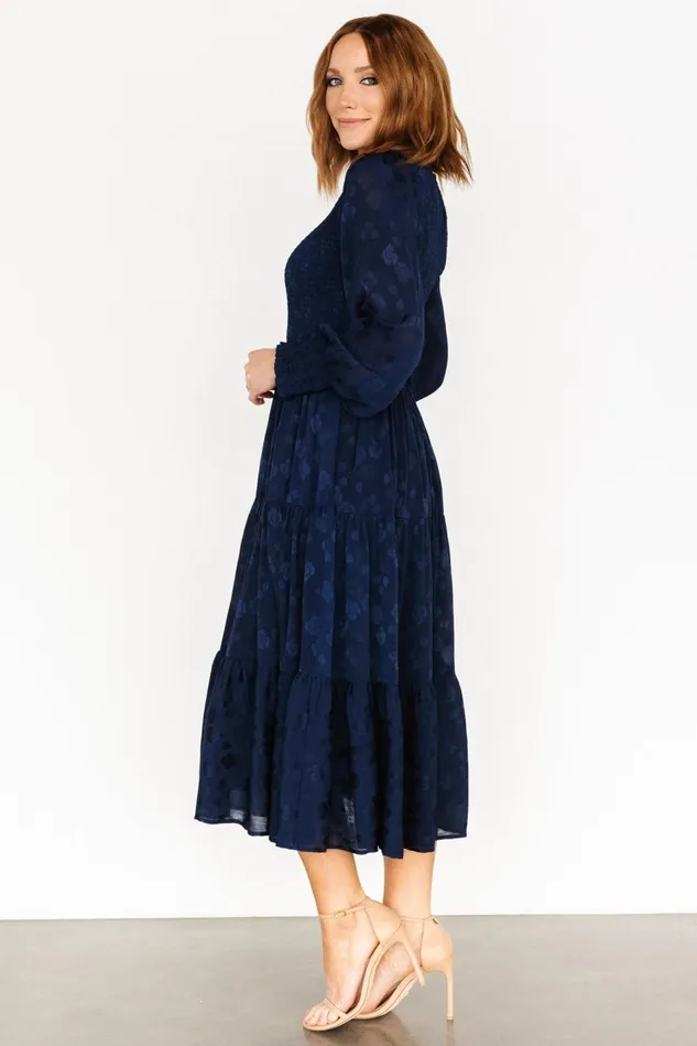 Baltic Born Midi Dresses Women Stockholm Smocked Dress Midnight Blue Baltic Born Midi Dresses Women Stockholm Smocked Dress Midnight Blue