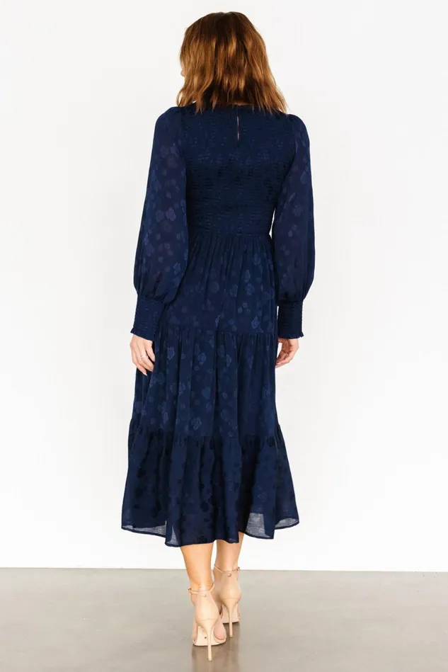 Baltic Born Midi Dresses Women Stockholm Smocked Dress Midnight Blue Baltic Born Midi Dresses Women Stockholm Smocked Dress Midnight Blue